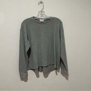 Vintage Project Social T Grey Waffle Knit Long Sleeve Thermal